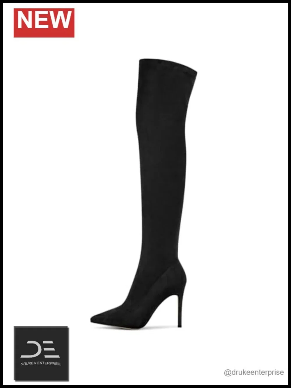 Women's Suede Over the Knee Boots High Heel Pointed Toe Stretch Thigh High Boots